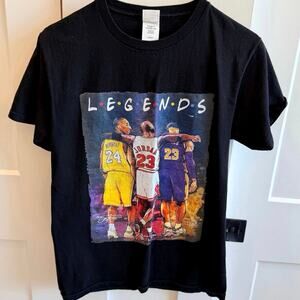Kobe Lebron Legends T Shirt Lakers Basketball Black Graphic Tee Men’s S
